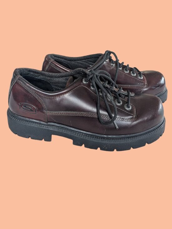 Skechers Other - Rich Burgundy Leather Vintage Y2K Skechers Jammers platform oxfords - US Mens 12